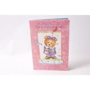 Uncut Vintage Bearsie Wearsie Paper Doll Trifold Valentine Card ~ 260514-WH 1367